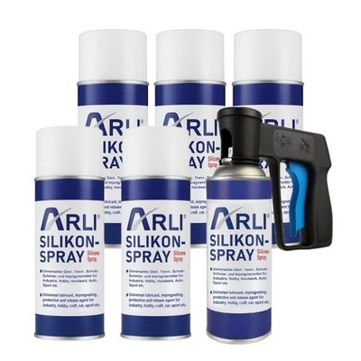 6x Silikonspray 400 ml + Pistolengriff Silikon Spray Gleit Trenn Schmiermittel - Bild 1 von 4