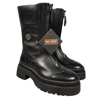 Harley-Davidson Women's Kavan Black 9-Inch Zip-Up Fashion Boots D65003 Size 5M