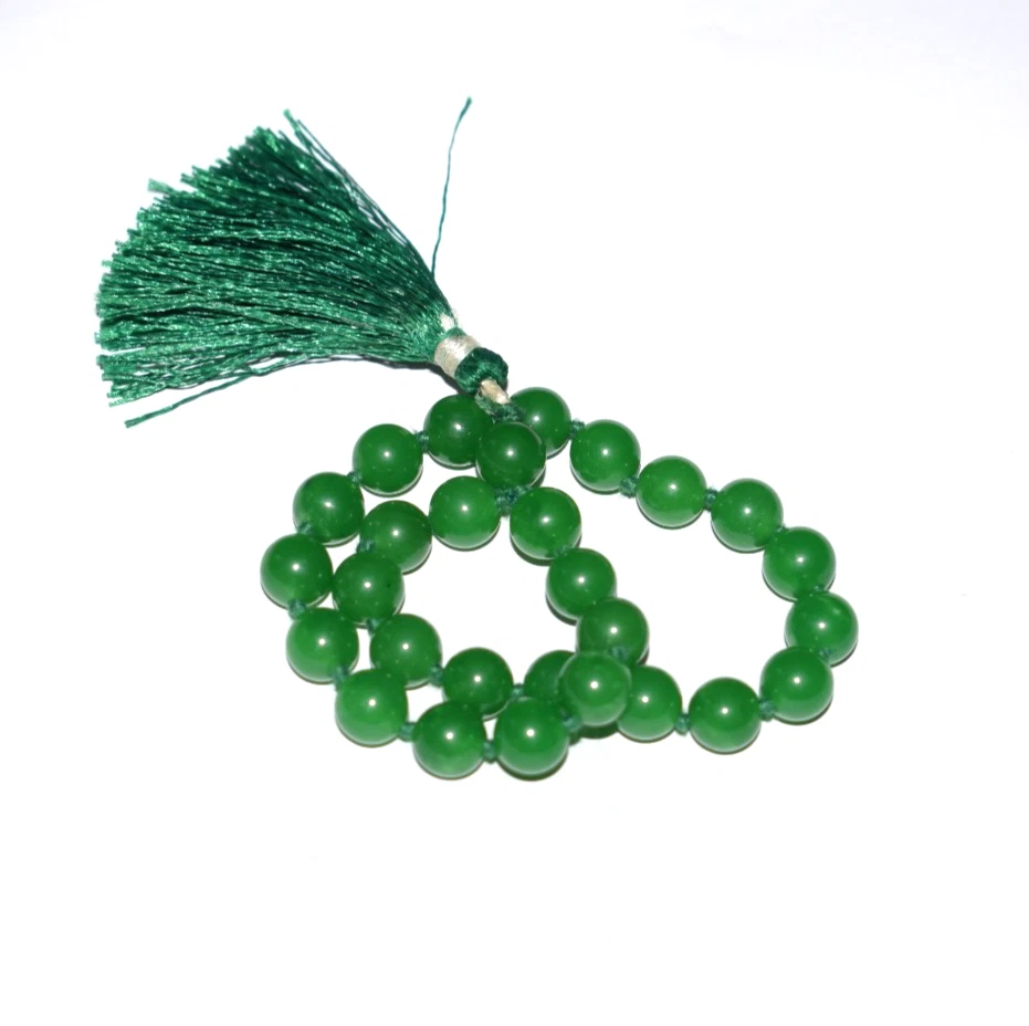 108 Cuentas Esmeralda Jade Piedra Preciosa Suave 8 mm Meditación Oración Guru Japa Mala Foto 2 de 4
