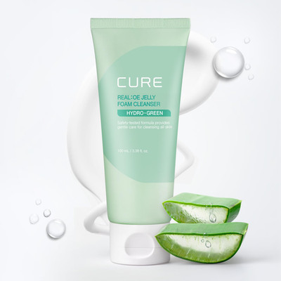 CURE Aloe Vera Foam Cleanser   Hydrating Gentle Korean Face Wash with Aloe & Cen