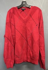 Vintage Men's Red Nautica V Neck Sweater Size Medium