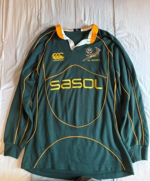 Vintage Canterbury South Africa Rugby Union Jersey Long Sleeve Men's Sz Lg SASOL