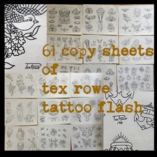 61 old copies vintage antique tex rowe texas tattoo tattooing flash sheets 11x14