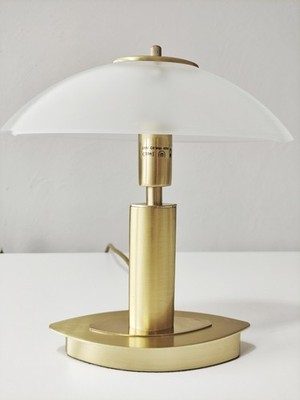 Vintage Brass Table Lamp   Opaline Glass   Scandinavian Design   Rare to find