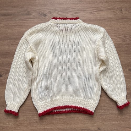 Vintage 90s Color Cues Hand Knit Teddy Bear Ugly Sweater Womens Medium Christmas - Picture 3 of 8