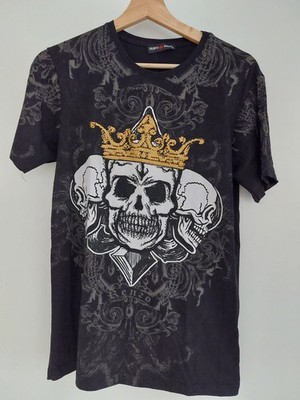 Franco Renzo T-Shirt S   Skull & Krone, Strass, schwarz, Gothic Rock Style
