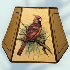 Antique Art Deco Ph Gonner Bird Lampshade Paper 6 Sided Hexagon 7.5 X 10.5”