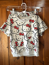 Hello Kitty Girls 2 Piece Shorts Sweatsuit Gray and Red SZ 7-8