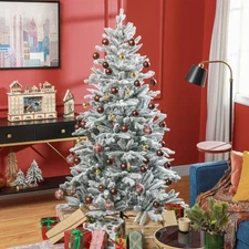 HOMCOM 6ft Snow Flocked Artificial Christmas Tree w/994 Tips, Foldable Metal
