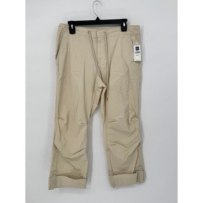 Gap Factory Tan Khaki Roll Up Stretch Cargo Pants Womens Medium NWT Flaw
