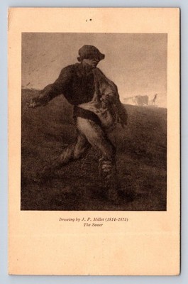 J. F. Millet The Sower Drawing Art Postcard Oxford University Press MFA Boston