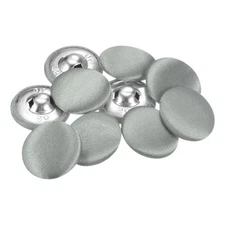 10pcs 25mm Fabric Cloth Covered with Metal Shank Round Buttons, Light Gray