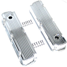 Sbf Ford 260 289 302 351w Finned Fabricated Aluminum Tall Baffled Valve Covers