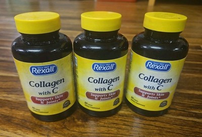 3- Bottles ~ Rexall  ~ COLLAGEN with C ~ 60 Tablets Each (Sealed) 10/25