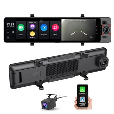 3 Cam 4G smart Car DVR Camera 64 GB Android Rear View Backup Mirror Dash GPS