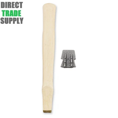 14" Genuine Hickory Wood Claw / Adze-Eye Hammer Handle Shaft Supplied With Wedge