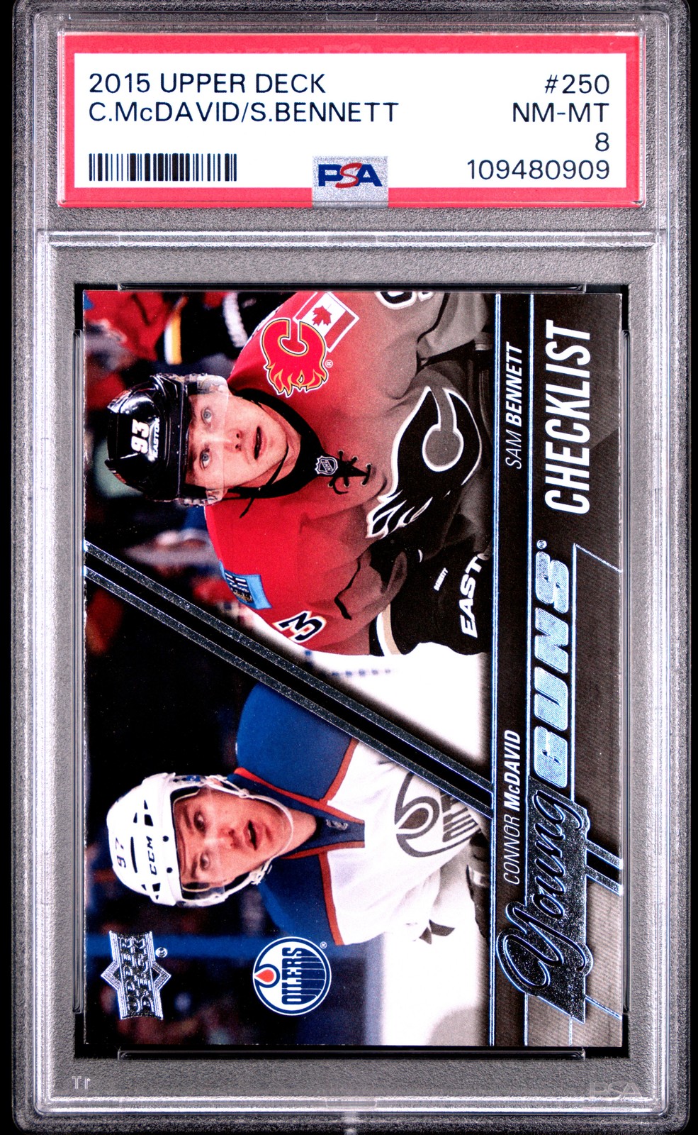 2015 UPPER DECK #250 CONNOR MCDAVID/SAM BENNETT PSA 8