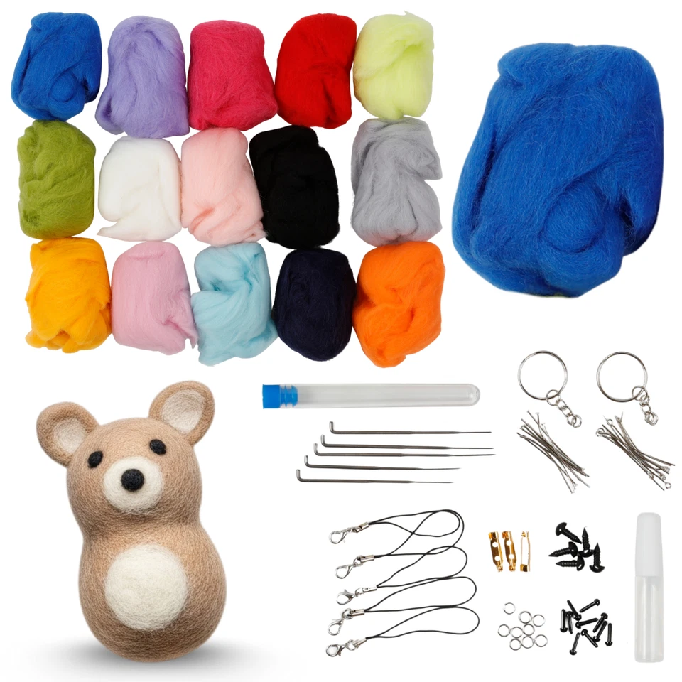 Incraftables Wool Needle Felting Kit (15 colors). Wool Felting Kits - Image 3 of 4