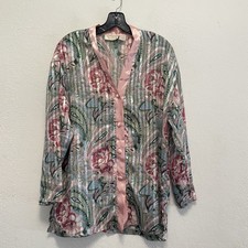 Vintage Victorias Secret Gold Label Paisley Floral Button Front Sleep Shirt S
