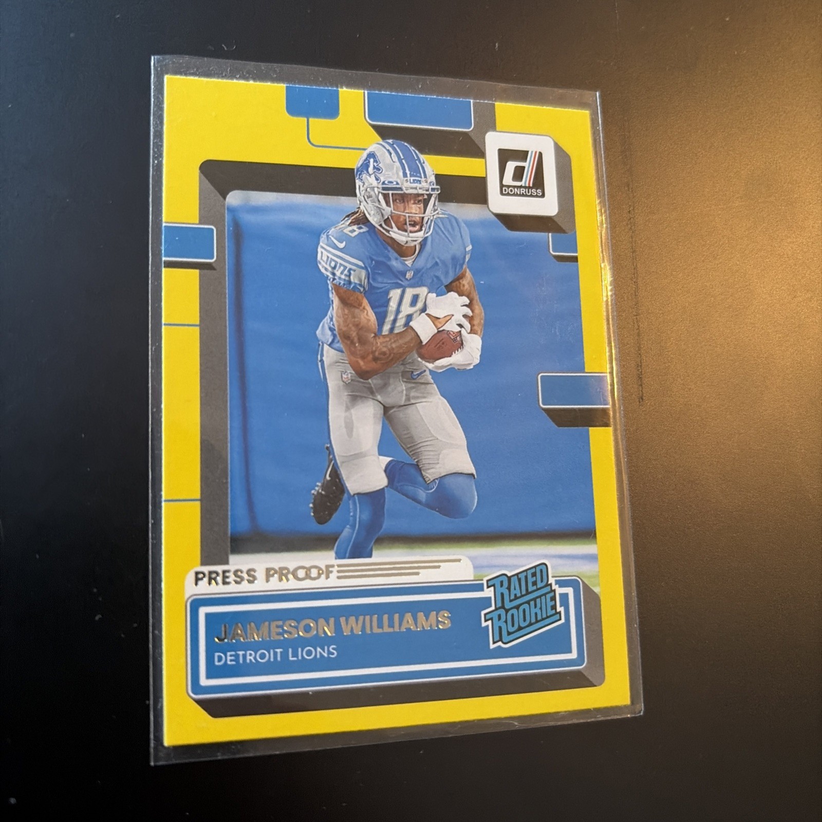 2022 Panini Donruss/ Rated Rookie Jameson Williams #308 Press Proof Yellow (RC)