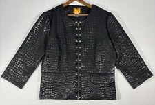 Ruby Rd. Women s 10 Black Croc-Embossed Zip-F...