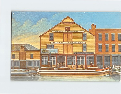 #ad Postcard 7 Docks Street Erie Canal at Schenectady New York USA $3.49