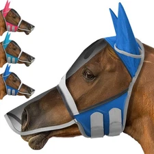 Horse Equine Fly Mask with Long Nose, Ear Protection, Fine Mesh