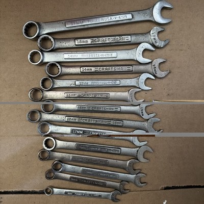 Craftsman 14 Pc Combination Wrench Lot VV VA USA 8-17mm Metric Vintage