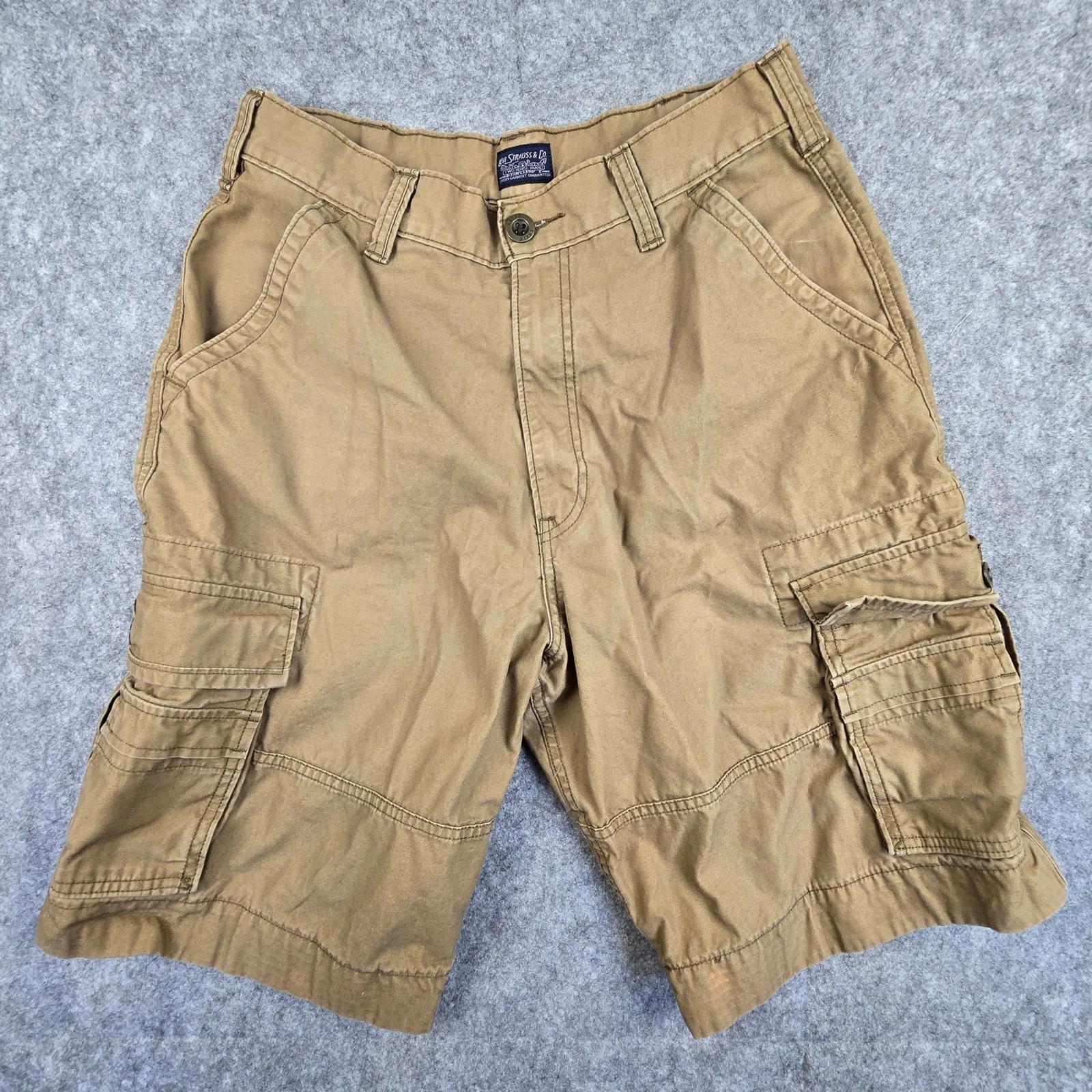 Levi Strauss & Co Cargo Shorts Mens 32 Tan Khaki Relaxed Fit Utility Pockets