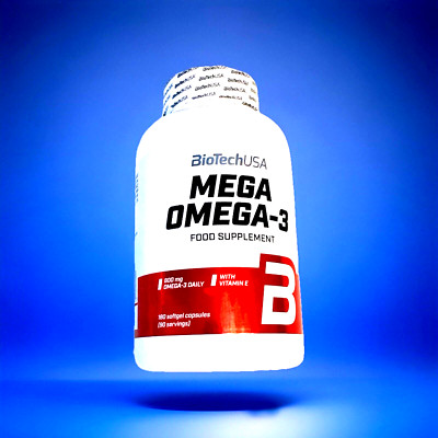 (159,15 /kg)Biotech USA Mega Omega-3;  180 Softgel Caps(Gesamtinhalt 130g)