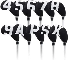 Black Neoprene Golf Iron Club Head Covers 10pcs Set for Mizuno Callaway Titleist