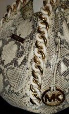 Michael Kors Xl Python Drawstring Purse Mk Handbag Goldtone Hardware $1200
