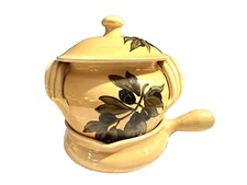 Vintage Hand Painted Yellow Italian Single Service Soup Bowl Tureen Ceramic Cup