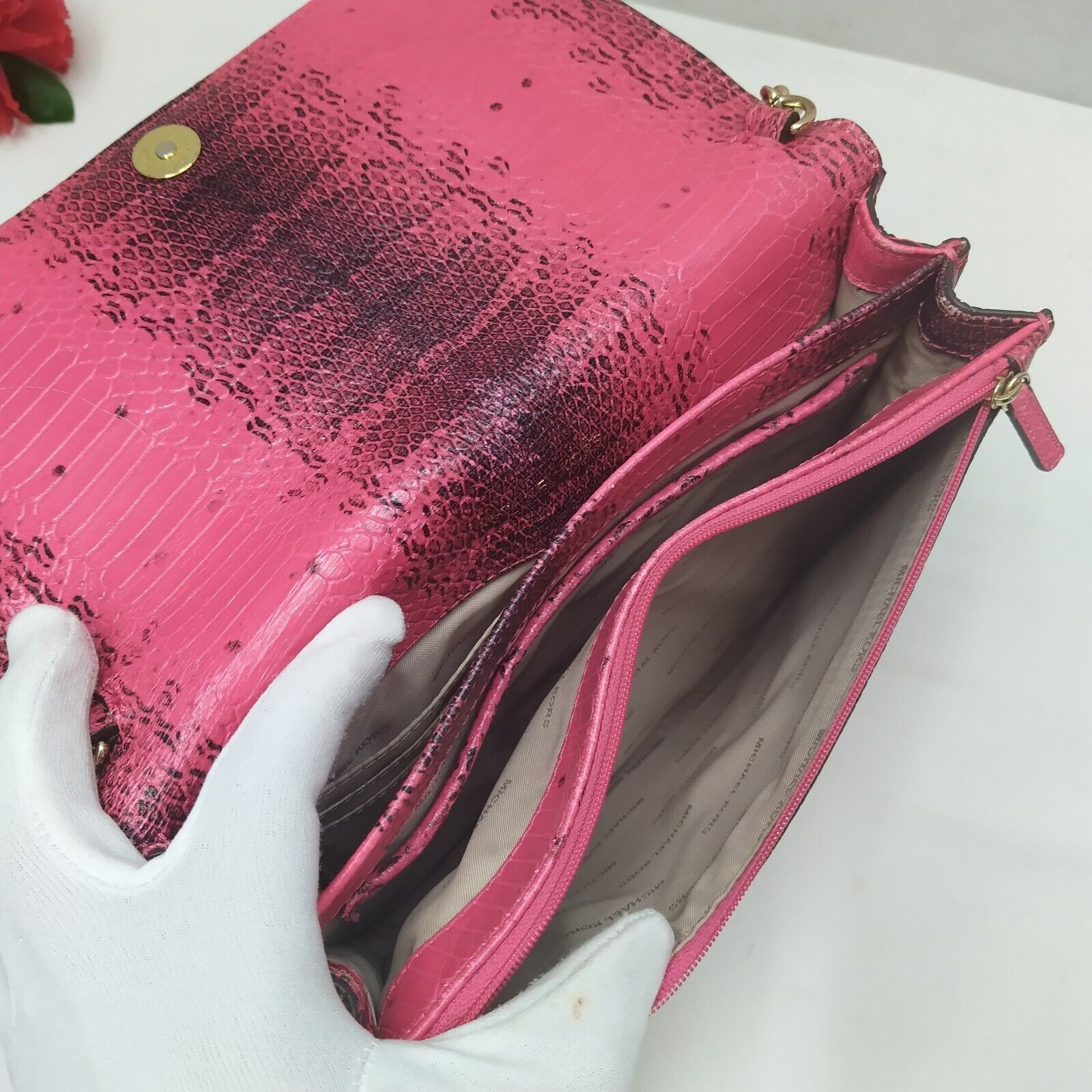 Michael Kors Pink Leather Python Printed Chain St… - image 18