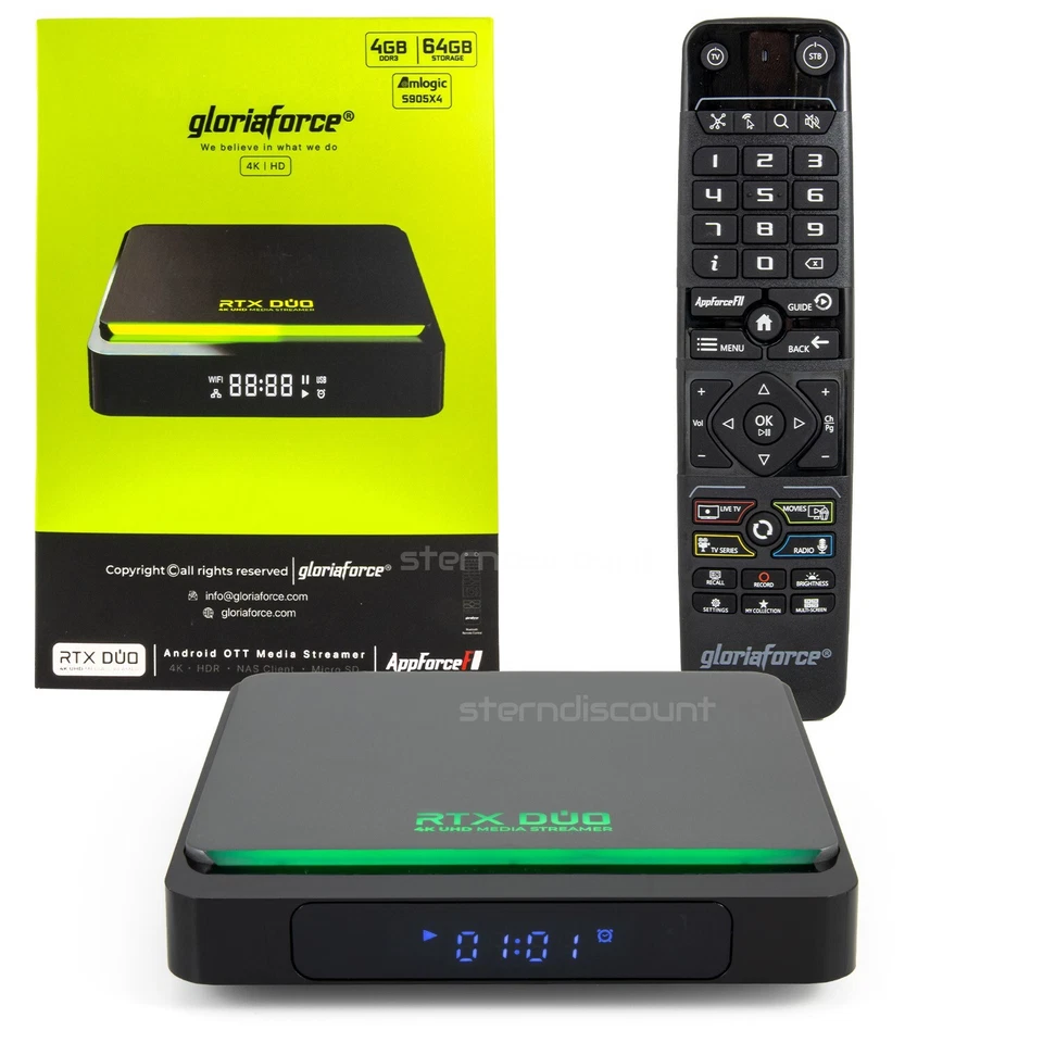 Gloriaforce RTX Duo 4K Android 11 IPTV Box 4/64GB RAM, Dual-WiFi, IP-Receiver - Bild 2 von 4