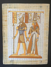 Genuine Egyptian God Horus Leading Queen Nefertari Papyrus painting 