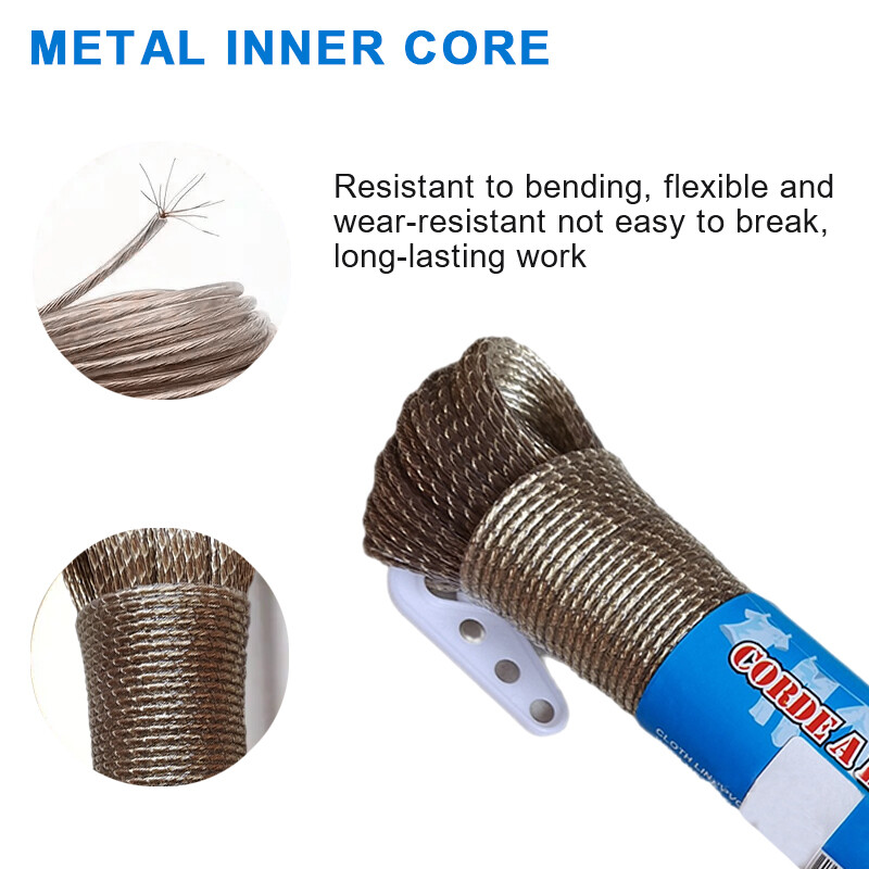 50M Heavy Duty Clothes Washing Line Steel Core Strong Wire Rope Laundry