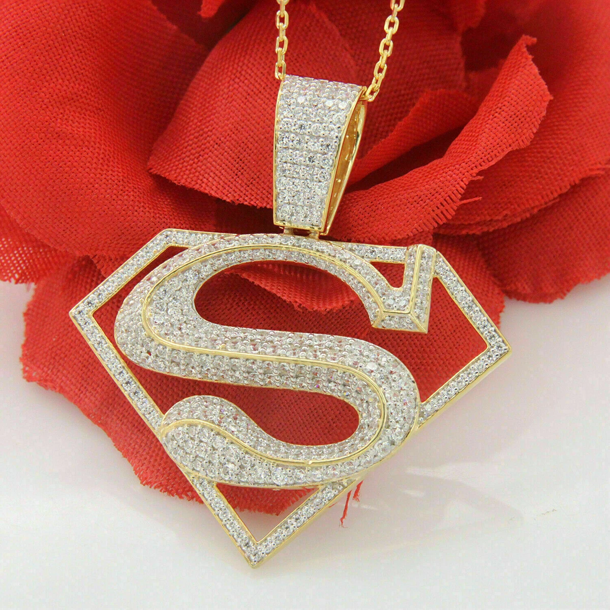 Iced out superman clearance pendant
