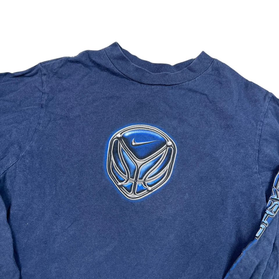 Nike Basketball VTG 00s Long Sleeve Tee T-Shirt FLAW Navy Blue Youth Small 8 - Image 3 of 4