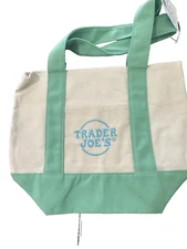 Trader Joe's Pastel Mini Canvas Tote Bags 2025 LIMITED EDITION  - Green
