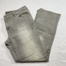 Chicos Platinum Jeans sz 1 Short sz 8 Gray Faded Wash Denim Bootcut Y2K Retro