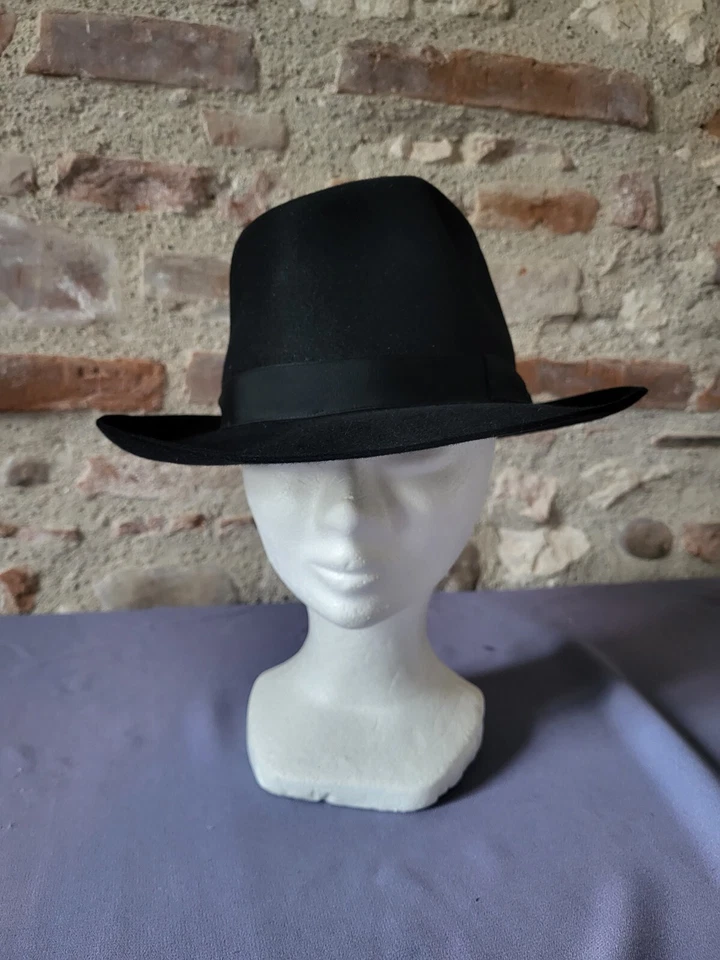 Chapeau femme Borsalino feutre poil noir Vintage borsalino felt hat XS Tt 53cm - Photo 3/4