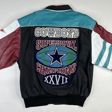 Vintage Jeff Hamilton Dallas Cowboys Leather 1993 Superbowl NFL Jacket