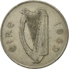 #543000 M&uuml;nze, IRELAND REPUBLIC, 10 Pence, 1969, S+, Copper-nickel, KM:23