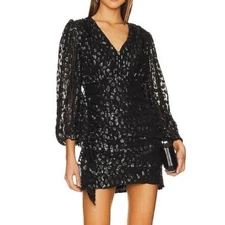 $545 NWT Rhode Bianca Dress in Black Metallic Sz 4