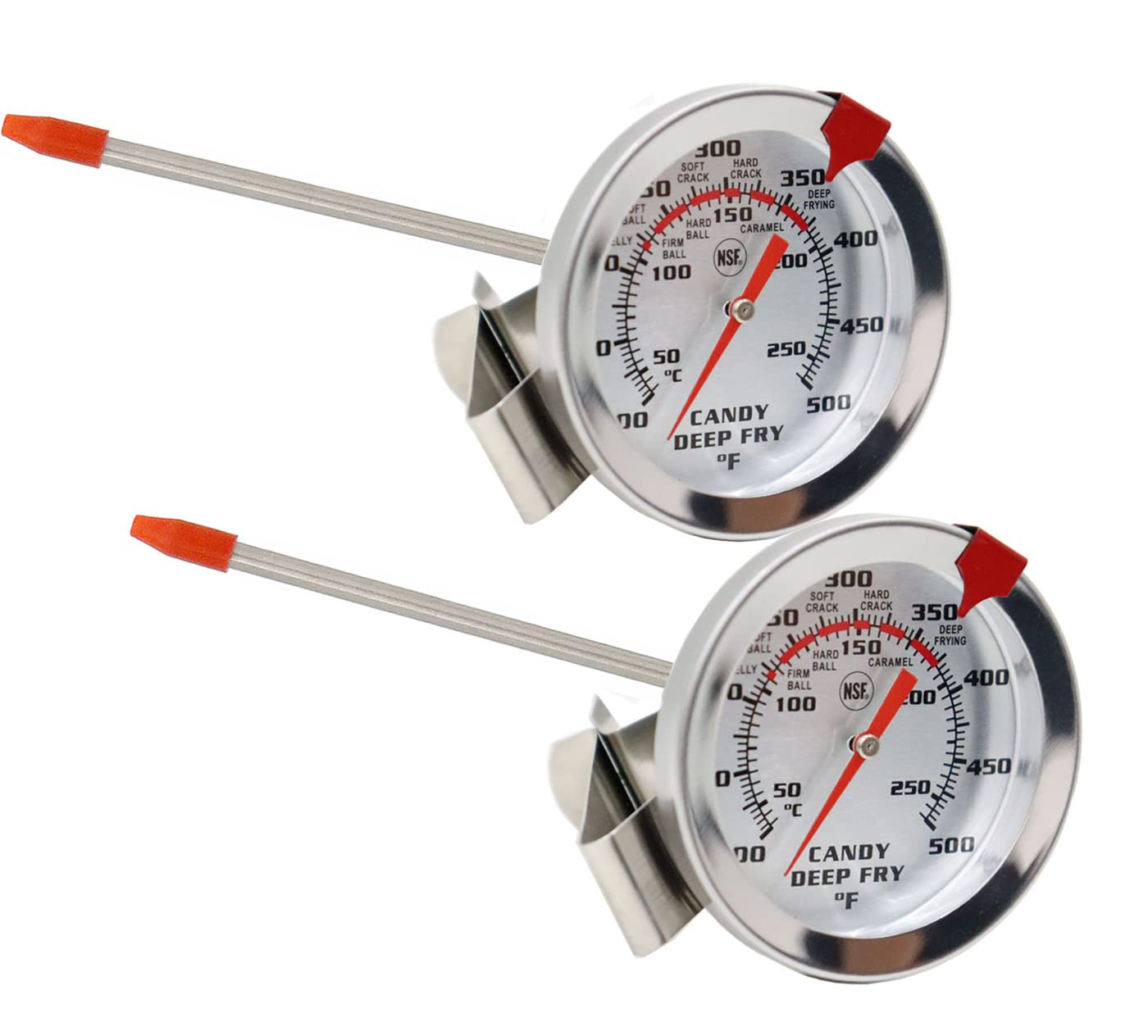 Candy Thermometer Deep Fryer Oil Thermometer (2 Pack with Clip & 8“ Probe