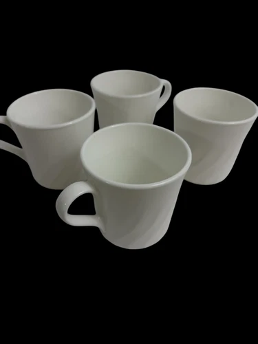 Corning USA Winter Frost White Coffee Tea Mugs Set Of 4