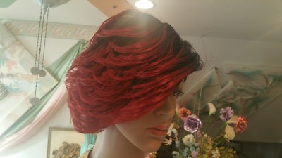 Women Wig Full Cap Feathered Cut Two Tone Wine/Black Tapered New Short Layered