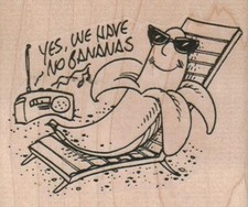 Banana SunBathing 3 x 2 1/2" Rubber Stamp, Food and Drink Stamp, Banana