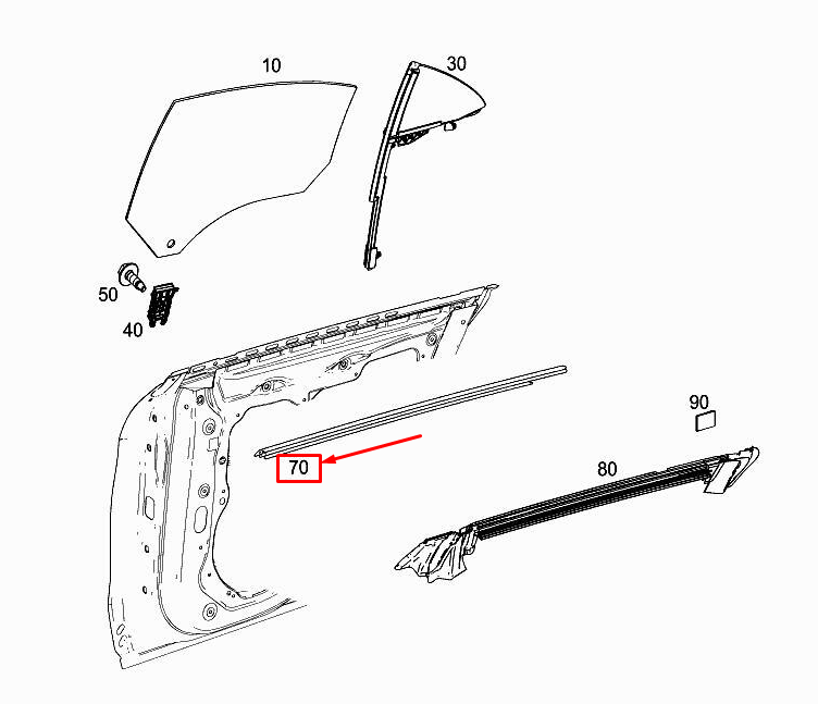 MERCEDES-BENZ CLA C117 Rear Right Window Trim Strip A1177350282